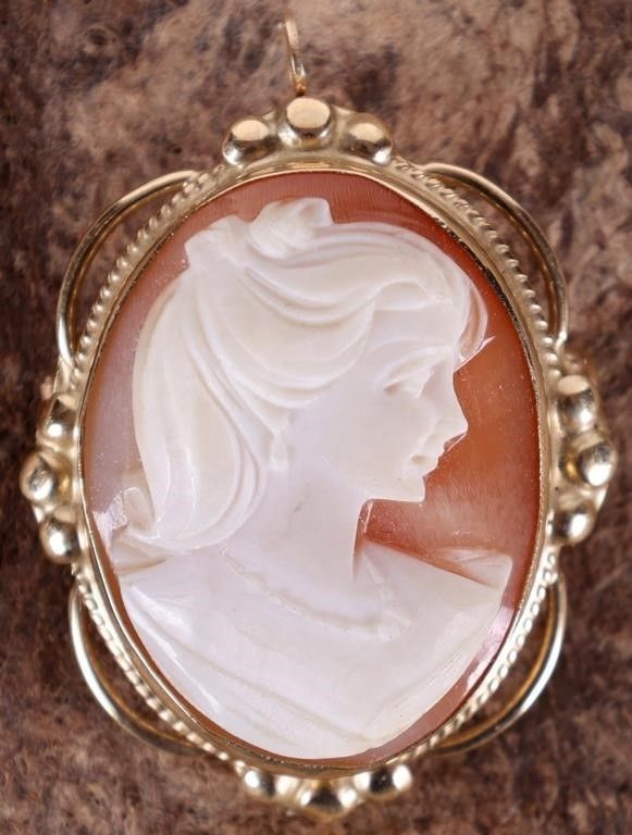 Lot 235035: 14K YELLOW GOLD ORNATE CAMEO BROOCH/PENDANT