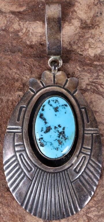 Lot 235046: T. SINGER SOUTHWEST TURQUOISE STERLING PENDANT