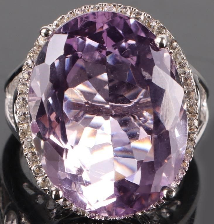 Lot 235056: 16X20MM PURPLE SPINEL STERLING SILVER LADIES RING