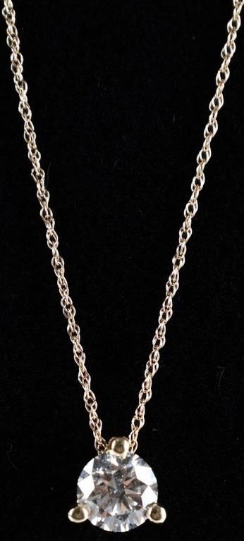 Lot 235061: 14K GOLD NECKLACE W/ D COLOR VVS2 CLARITY DIAMOND