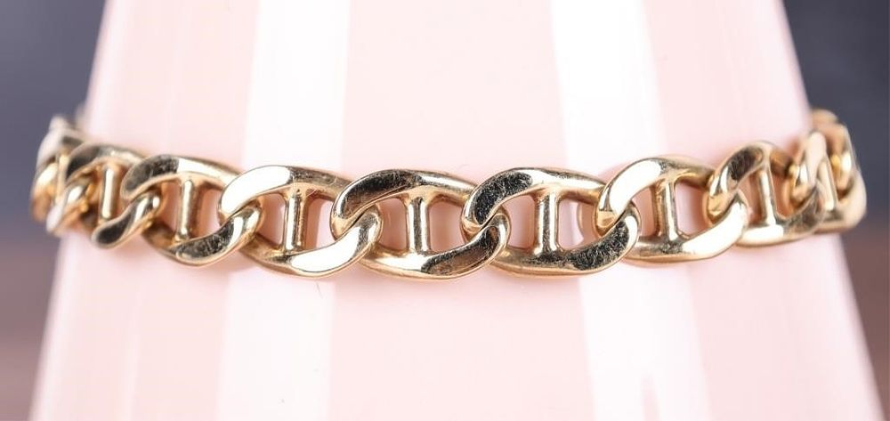 Lot 235069: 35 GRAMS 14K YELLOW GOLD MENS THICK CHAIN BRACELET