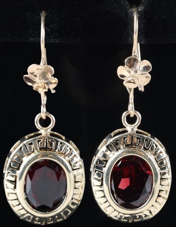 Lot 235077: 14K YELLOW GOLD ART DECO LADIES EARRINGS W/ GARNET