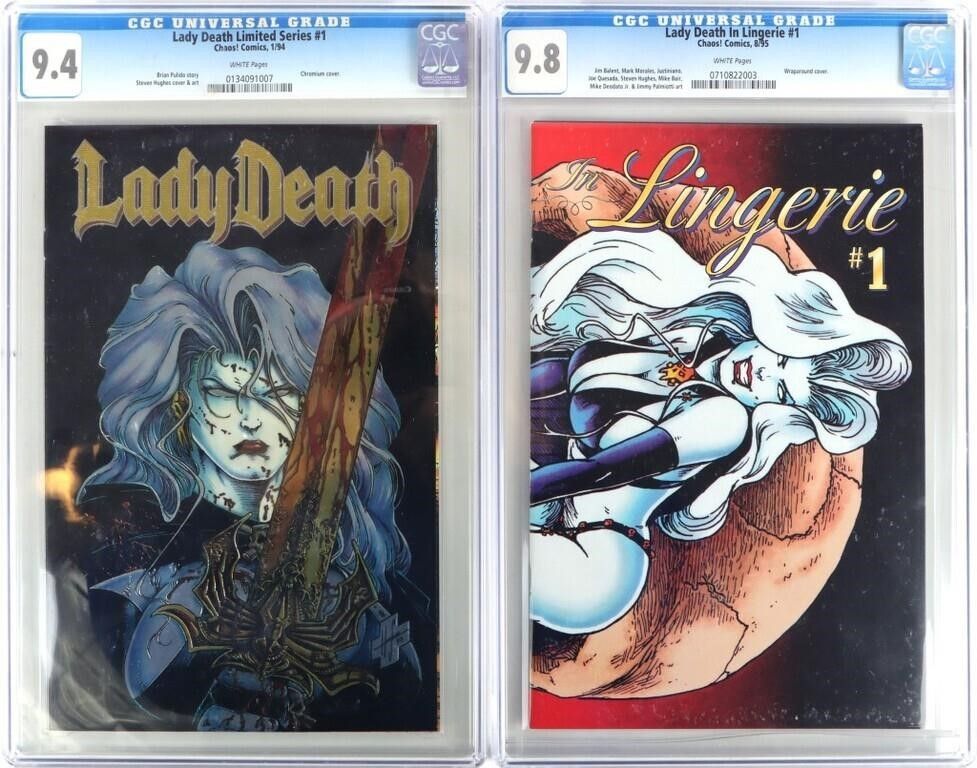 Lot 235113: ASSORTED LADY DEATH ISSUE #1 CGC GRADED COMICS-(2)