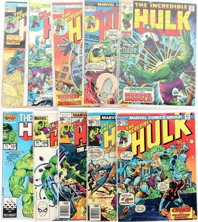 Lot 235121: LOT SILVER AND BRONZE AGE HULK COMICS (10)