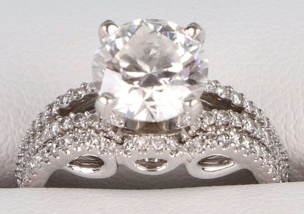 Lot 235130: 2.03CT BRILNT. RND.LAB DIAMOND 14K GOLD BRIDAL SET