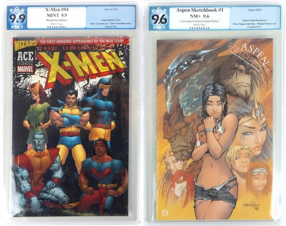 Lot 235135: X-MEN #94 & ASPEN SKETCHBOOK #1 PGX 9.9 & 9.6