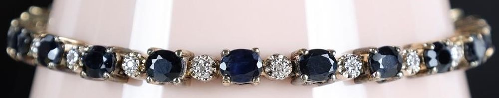 Lot 235146: STERLING SILVER SAPPHIRE DIAMOND LADIES BRACELET