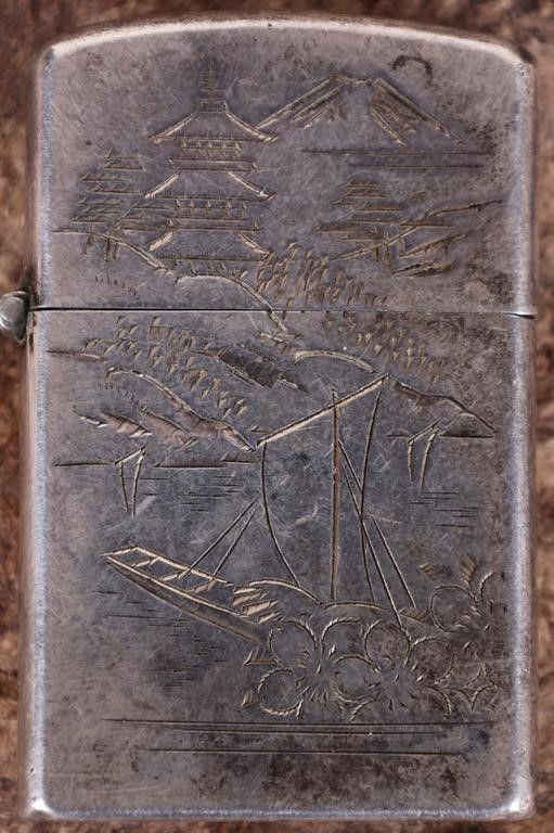 Lot 235179: VINTAGE STERLING SILVER ETCHED JAPANESE LIGHTER