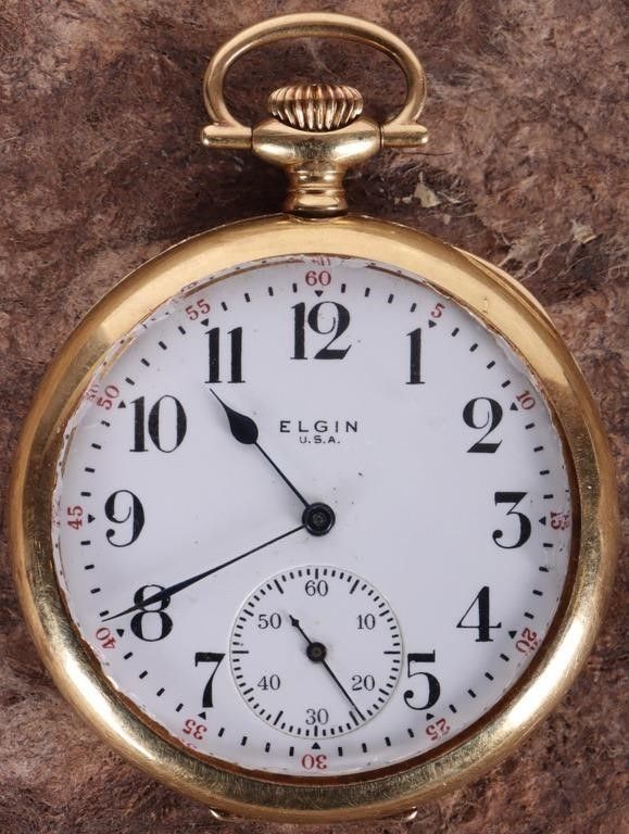 Lot 235187: 18K YELLOW GOLD ELGIN POCKET WATCH 15 JEWELS