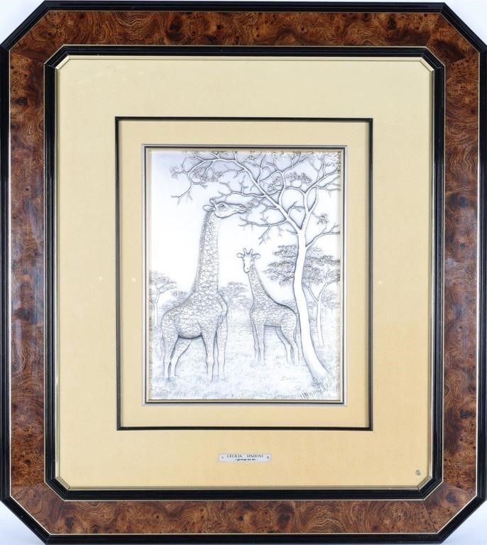 Lot 235196: STERLING SILVER RELIEF GIRAFFES CECILIA SPADONI