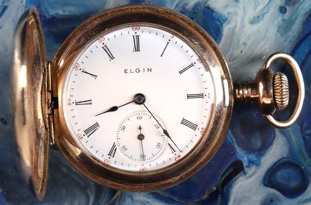 Lot 235198: ANTIQUE 10K YELLOW GOLD ELGIN POCKET WATCH THICK