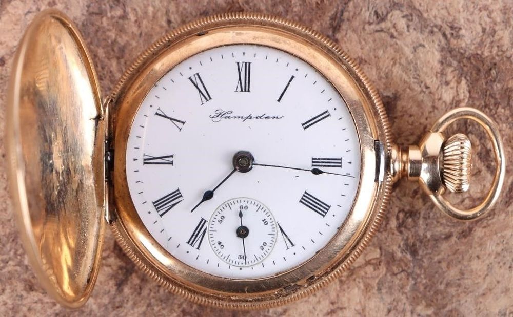 Lot 235201: 14K HAMPDEN POCKET WATCH GORGEOUS FUNCTIONS