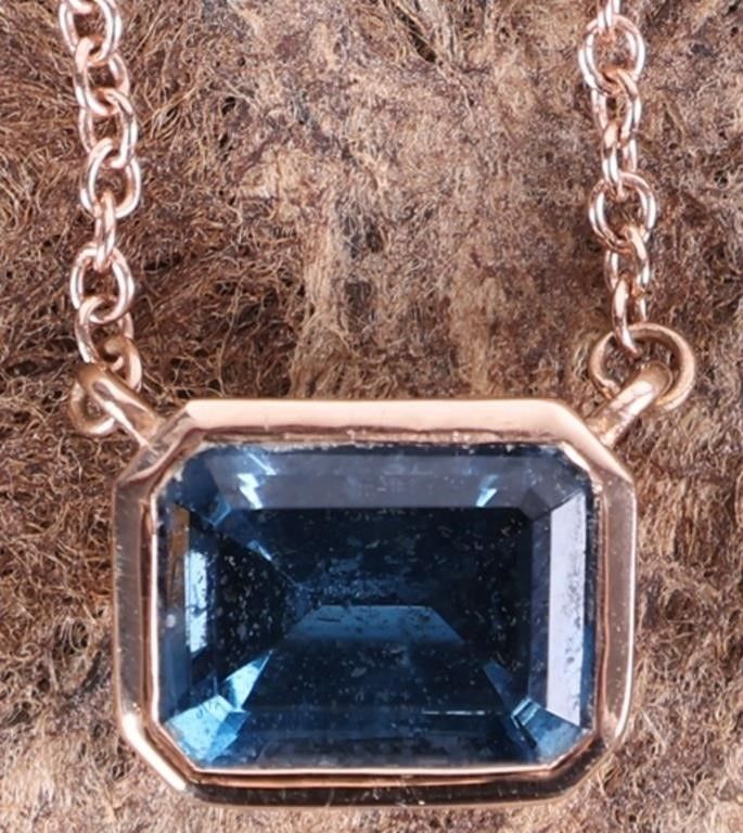 Lot 235205: 14K ROSE GOLD MINIMALIST TOPAZ LADIES NECKLACE