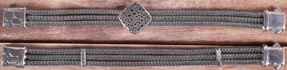 Lot 235217: LADIES STERLING MULTI-STRAND WOVEN BRACELETS (2)