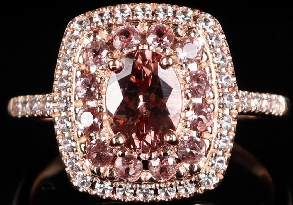 Lot 235220: 10K GOLD LADIES RING W TOPAZ & PINK TOURMALINE