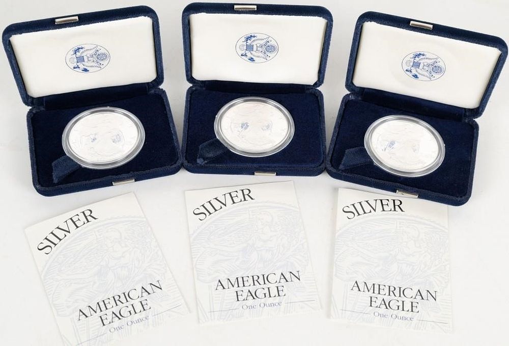 Lot 235226: 2001 W FINE SILVER PROOF AMERICAN EAGLES - (3)
