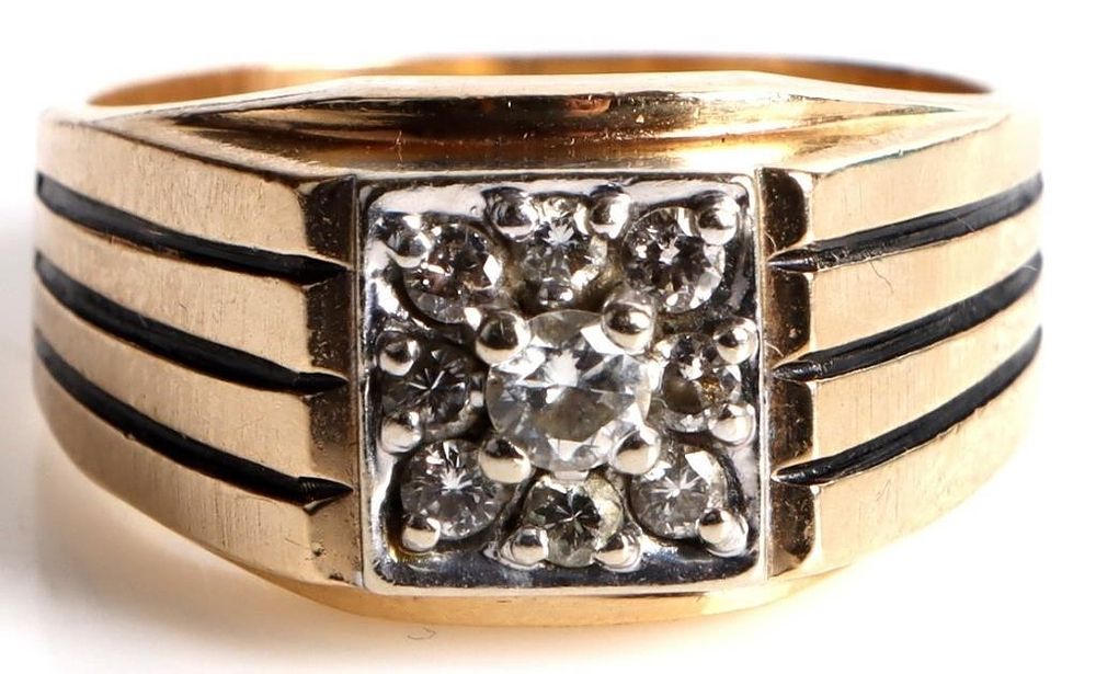 Lot 235232: 14K YELLOW GOLD MENS DIAMOND RING ~0.60CTW