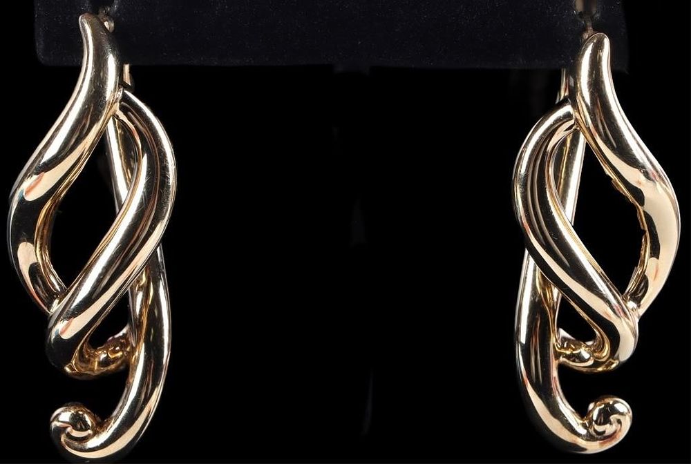 Lot 235237: 14K YELLOW GOLD CARLA HOLLOW TWISTED HOOP EARRINGS