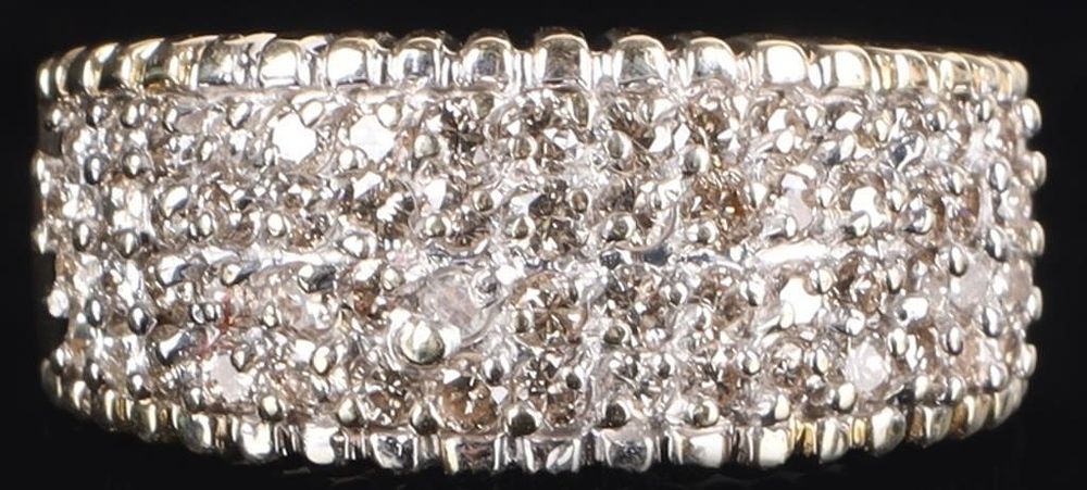 Lot 235254: 60 DIAMOND-STUDDED 14KT YELLOW GOLD LADIES RING
