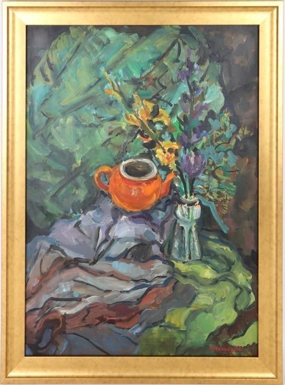 Lot 235267: AFTER P. KREMEGNE STILL LIFE OIL ON CANVAS FRAMED