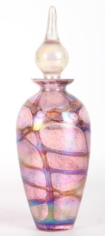 Lot 235281: IRIDESCENT CRYSTAL DECANTER W/ POINTED STOPPER