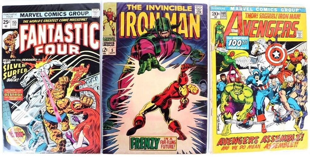 Lot 235325: IRON MAN #5, AVENGERS #100, & FANTASTIC FOUR #155