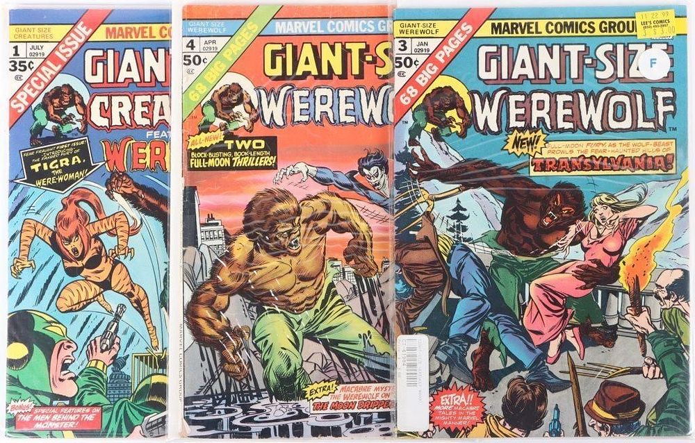 Lot 235327: GIANT-SIZE CREATURES & WEREWOLF #1, 3, & 4