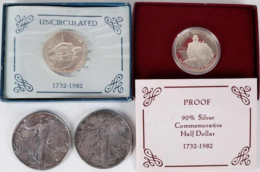 Lot 235349: ASSORTED SILVER U.S. COMMEMORATIVE/ EAGLES - (4)