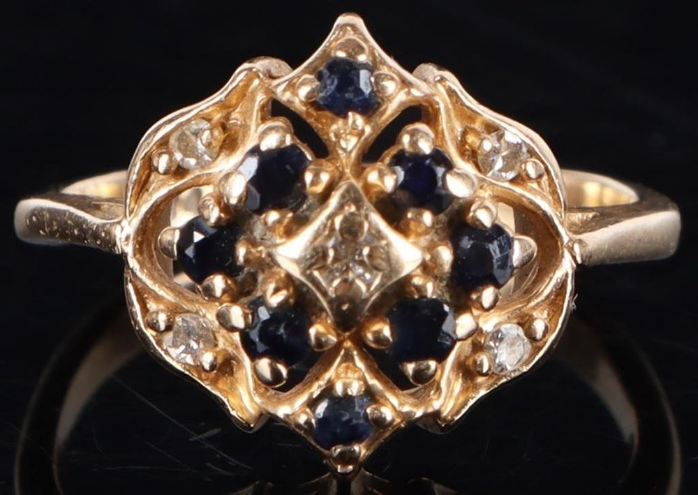 Lot 235354: 14K YELLOW GOLD CHILDS RING W/ DIAMONDS & TOPAZ