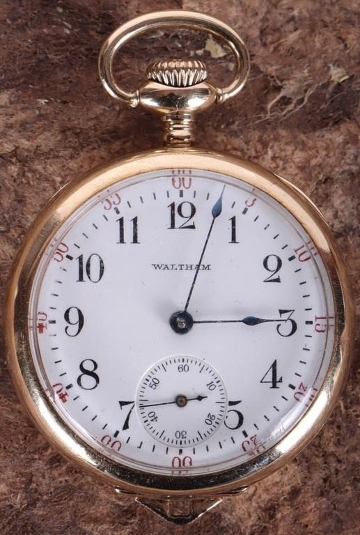 Lot 235367: 14K YELLOW GOLD WALTHAM POCKET WATCH 15 JEWELS