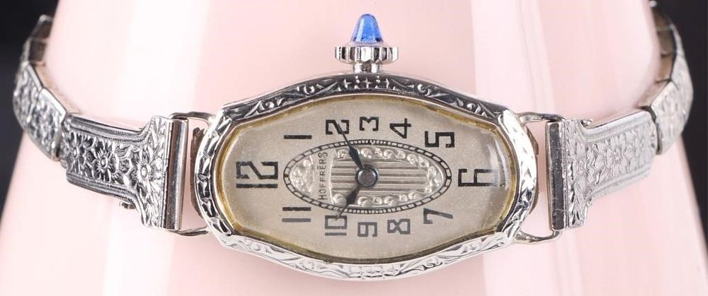 Lot 235375: ANTIQUE 14K WHITE GOLD LADIES WATCH FUNCTIONAL