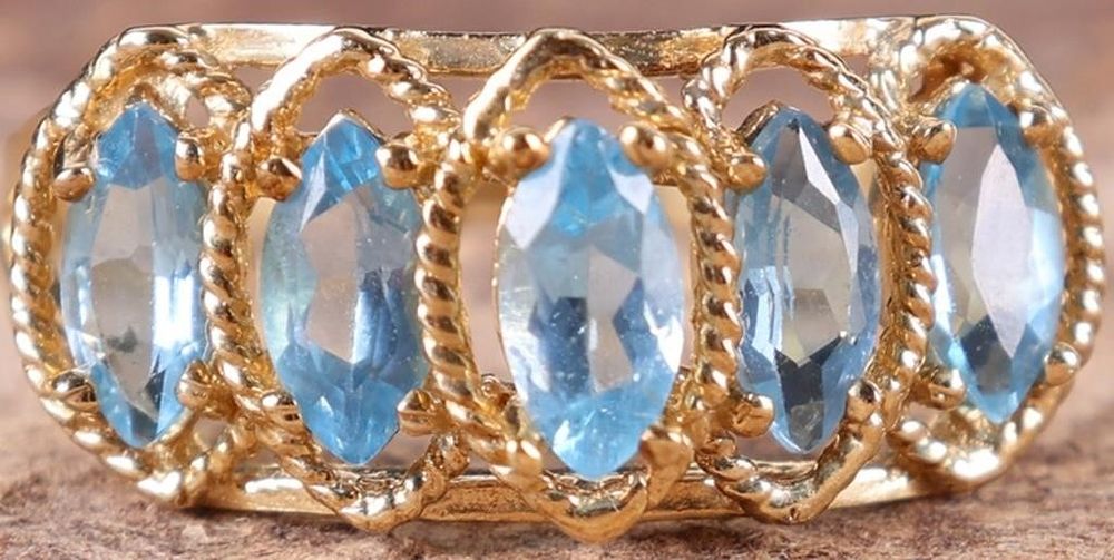 Lot 235405: 10K YELLOW GOLD MARQUISE BLUE TOPAZ LADIES RING