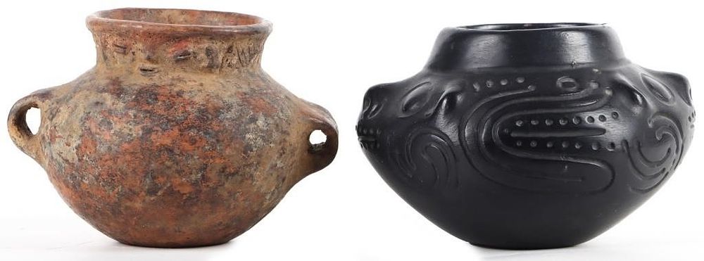 Lot 235440: BLACKWARE POTTERY BOWL & PRE-COLUMBIAN JAR