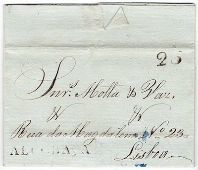 Postal history. Pre-philately. Letter sent from ALCOBA&Ccedil;A on 27.1.1841, ACB2 rar2, printed 