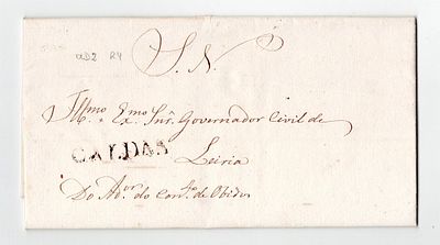 Postal history. Pre-philately. 1843. Letter from the SNR, sent from &Oacute;bidos on 20.1.1843, marked 