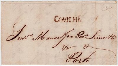 Postal history. Pre-philately. Letter sent from Tortosendo on 28.5.1850, COVILH&Atilde; mark CVL1 rar 