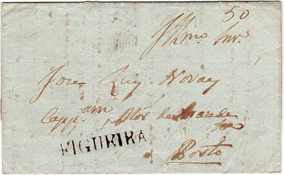Pre-philately. Letter sent from Majorca, Spain, on 4 February 1818, FIGUEIRA mark, FIG 3 in 