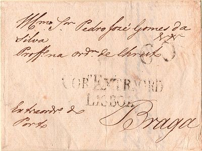 Lisbon * Extraordinary Colour – In black, LF LSB-E1 on the cover of a letter dated, predictably 
