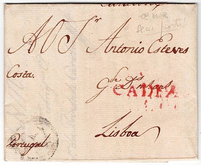 Lisbon * “E” – Foreign origin indicators (land mail) – In black, LF LSB-OE1 on a letter dated 