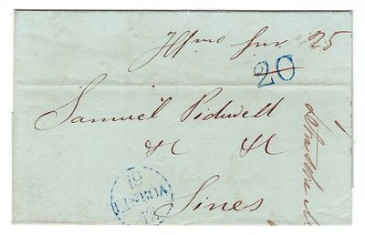 Postal history. Pre-philately. Postage amendment. Letter sent from Lisbon to Sines on 