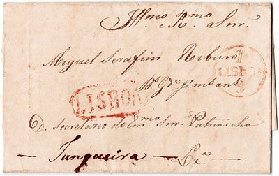Portugal. 1832. Pre-philatelic letter from Odivelas, without postal mark, marked in Lisbon on 1 