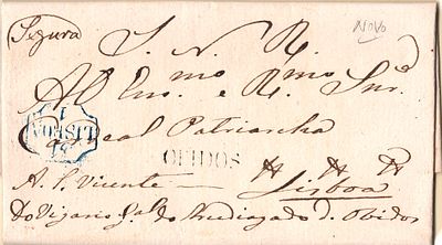 &Oacute;bidos / Segura – The sepia, LF OBD-Sms?, in a letter dated &Oacute;bidos (28.01.45) to Lisbon 