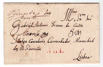 Postal history. Pre-philately. Letter sent on a postage-paid basis, “Franca pg 40”, sent from 