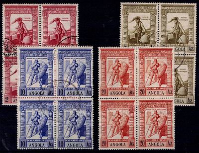 Angola 1938 Portuguese Colonial Empire. Series of 4 QUADRAS of values ​​closing series of 