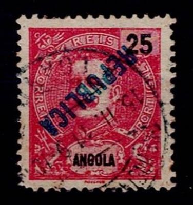 Angola 1920-22 D. Carlos Mouchon with local overprint REPUBLICA - Clandestines. Stamp of 25 
