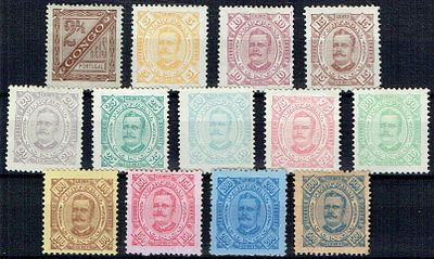 Congo 1894 D. Carlos I, Diogo Neto. Complete series of Mf#1-13, 11 3/4 and 12 3/4 teeth. New 