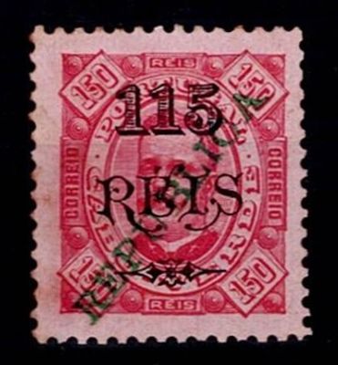 Cape Verde 1913 – D. Carlos I, Diogo Neto type with surcharge and with local overprint in green 