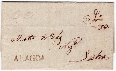 Pre-philately. ALAGOAthe sepia LF LGA rar4 in a letter from Lagoa 20.11.1841 to Lisbon 24.11 
