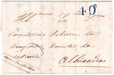 Part of a letter (first page missing), sent from Porto to Alhandra, delivered on board the 