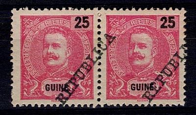 Guinea 1911 D. Carlos Mouchon type, with Republic overprint. Horizontal pair of stamps Mf#103 